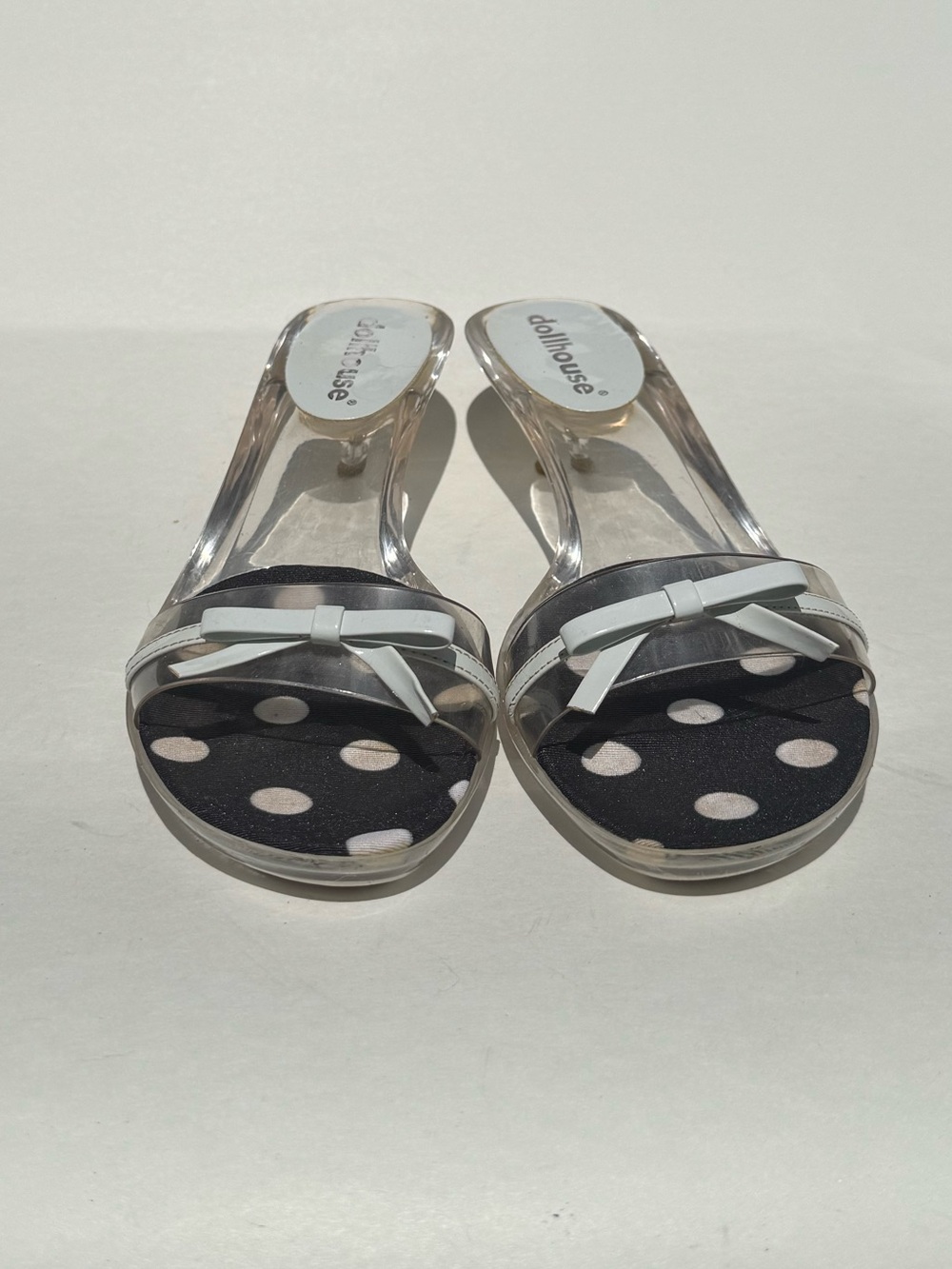 Vintage Y2K Lucite And PVC White Bow Kitten Heel.